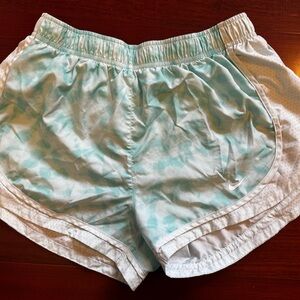 Nike Women's Aqua Tie-Dye Athletic Shorts with White Trim
